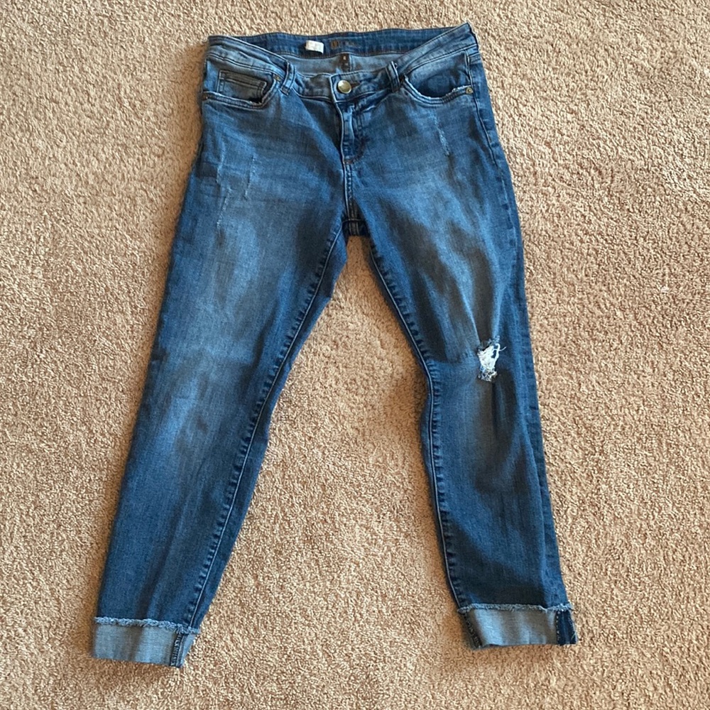 Kut From the Kloth Emelina Frayed Hem Distressed Boyfriend Jeans Size 6